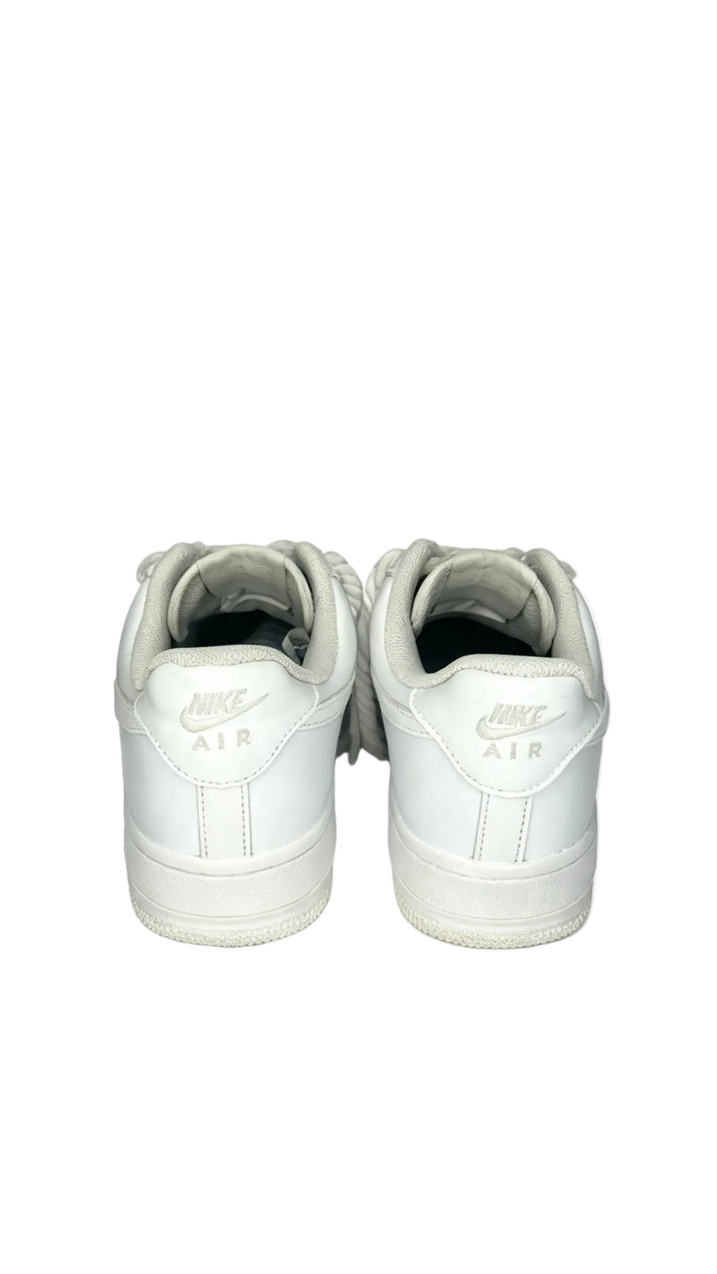 White Classic Low‑Top Trainers – Chunky Rope Laces Design | Size UK 7
