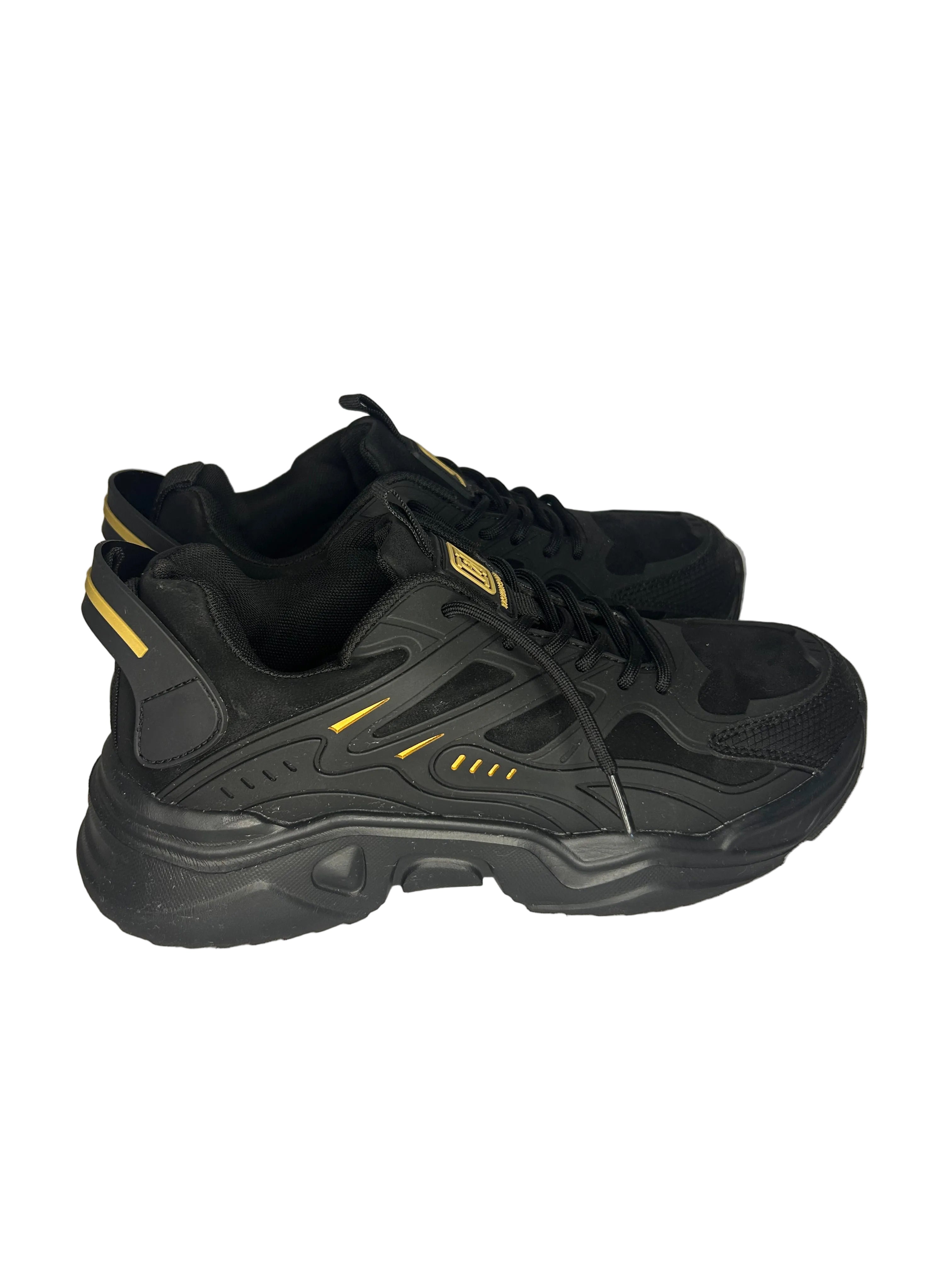 Black & Yellow Chunky Retro Trainers – Bold Streetwear Style | Size UK 6