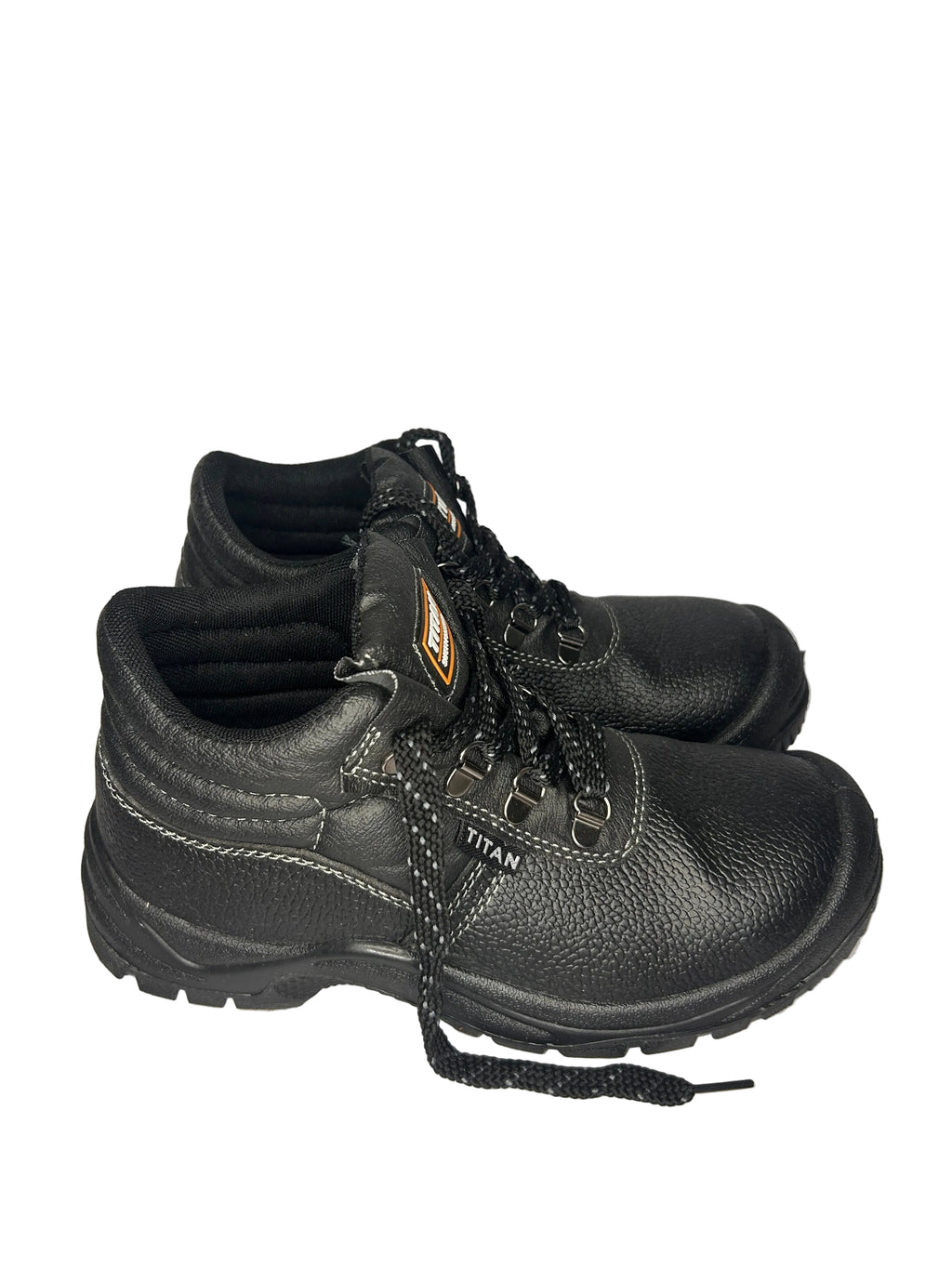 Black Leather Titan Safety Work Boots – Durable High‑Top Style | Size UK 6