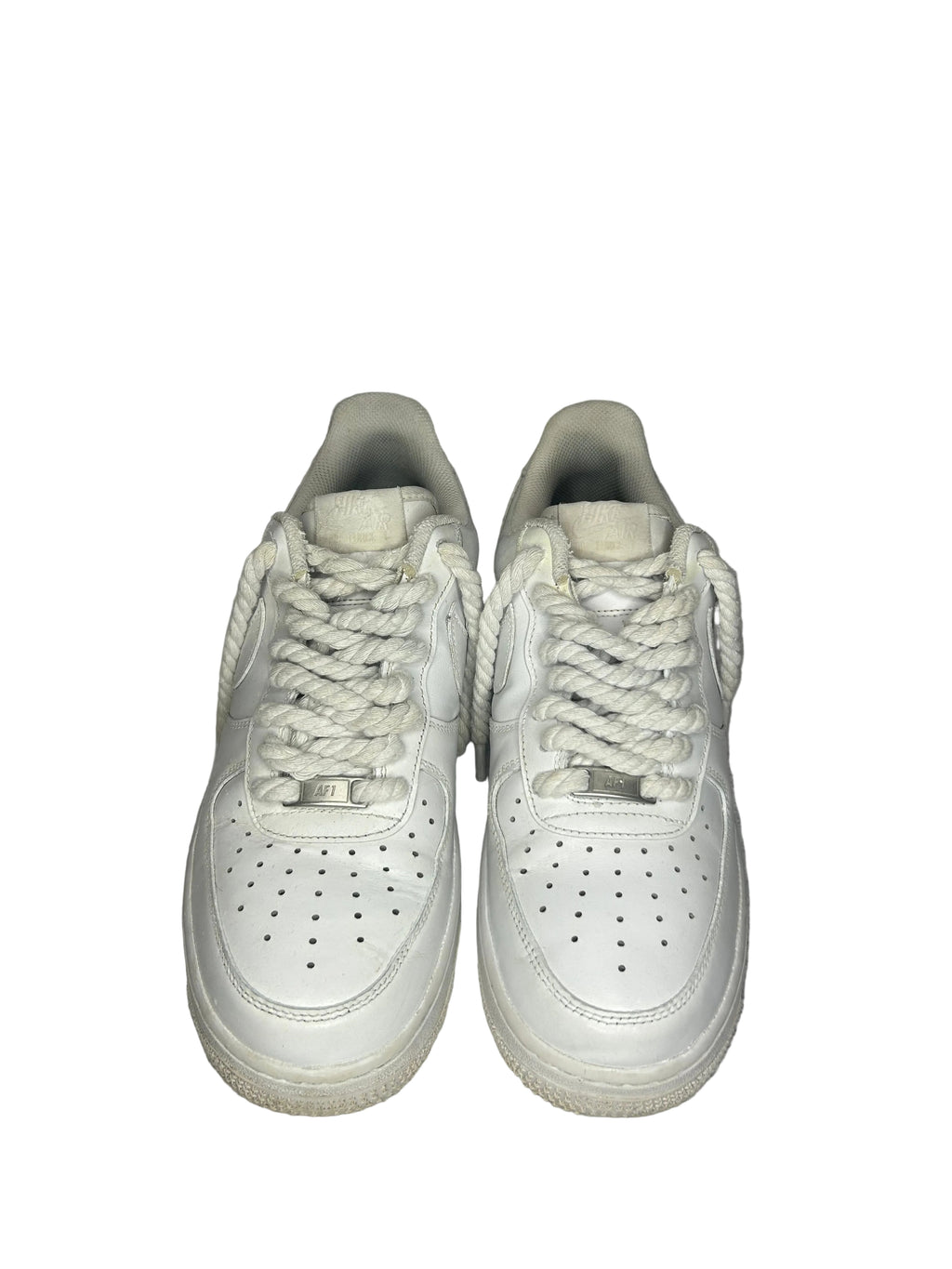 White Classic Low‑Top Trainers – Chunky Rope Laces Design | Size UK 7