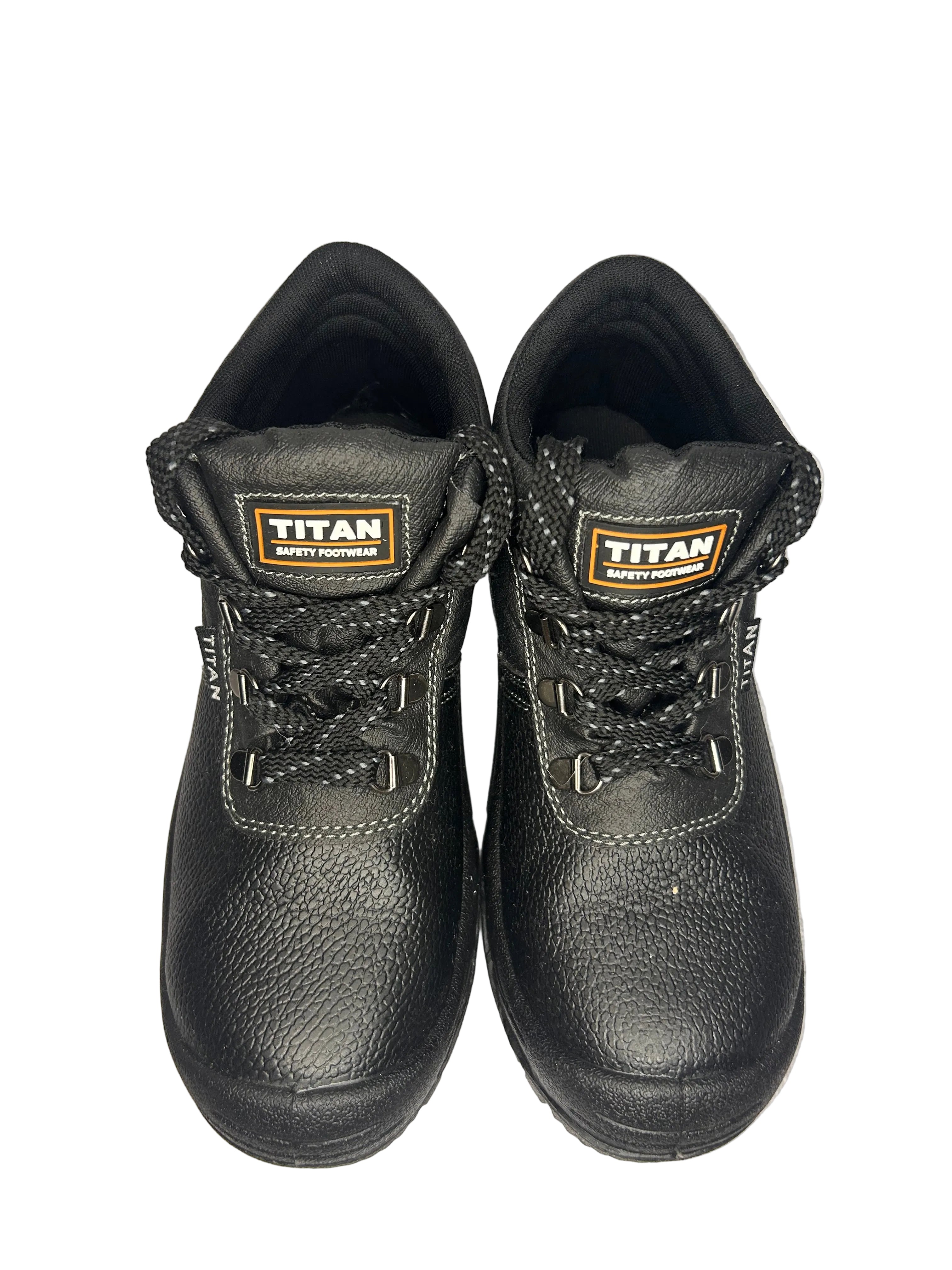 Black Leather Titan Safety Work Boots – Durable High‑Top Style | Size UK 6