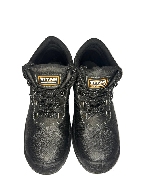 Black Leather Titan Safety Work Boots – Durable High‑Top Style | Size UK 6