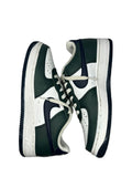 White & Dark Green Retro Low‑Top Trainers — Classic Casual Style — Size UK 5